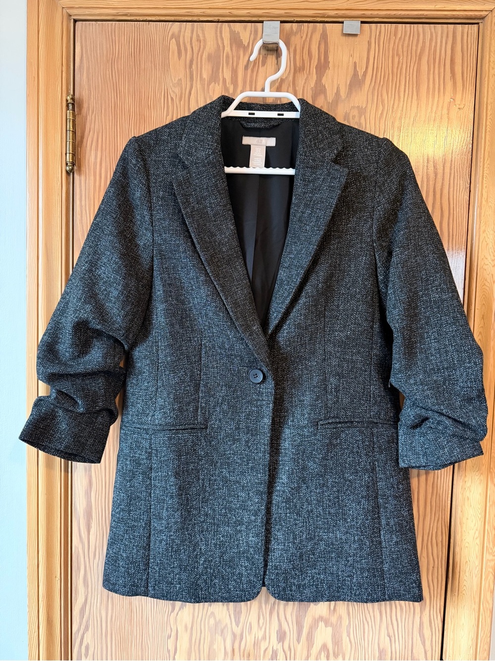 H&M Dark Charcoal Tweed Blazer Jacket